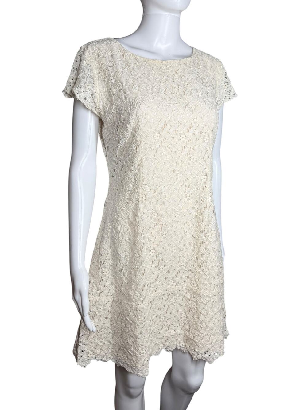 Tulle Anthropologie Lace Overlay Cream Medium Dress Small